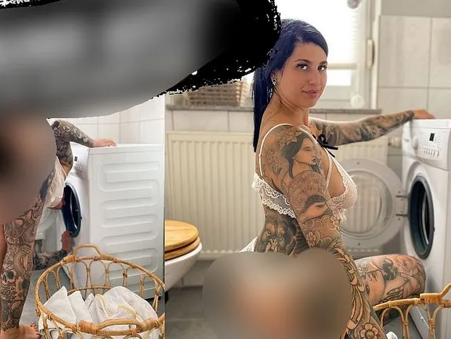 Notgeile Hausfrau reitet XXL Schwanz auf der Waschmaschine