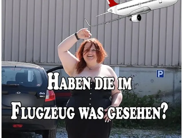 Den Flugzeug Gästen winken