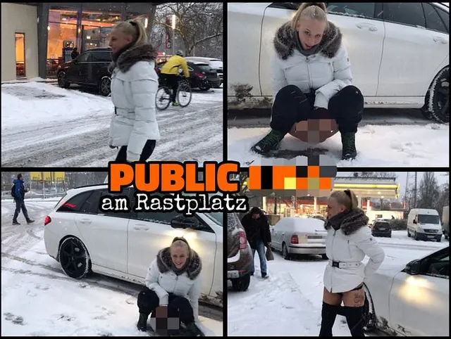 Mega Public PISS - Mitten auf dem Rastplatz abgepisst