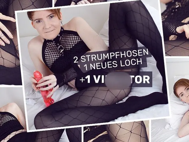 2 Strumpfhosen, 1 neues Loch und 1 Vibrator