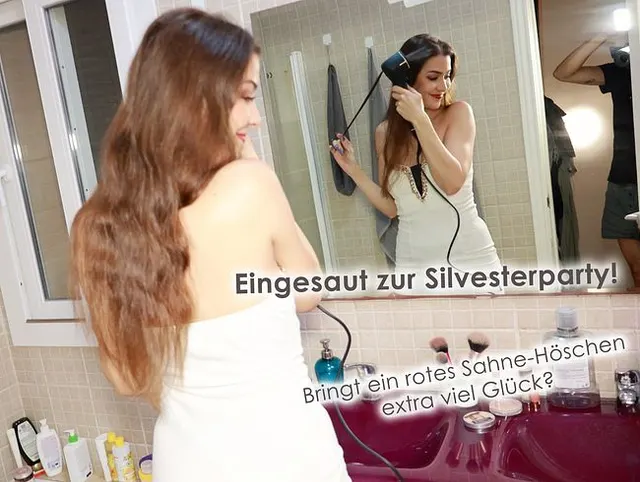 Mit Sperma-Pussy zur Silvesterparty! Bringt ein rotes Creampie-Höschen extra viel Glück?