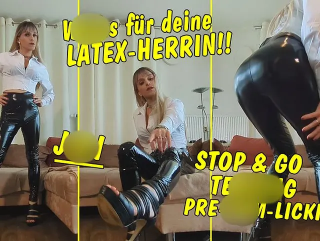 Wichs für deine Latex Herrin! Stop & Go Jerk Off Instruction mit Pre Cum Licking!