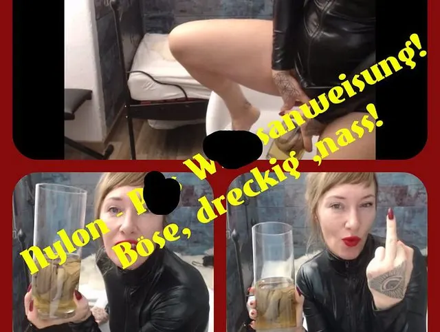 Nylon Piss Wichsanweisung! Böse, dreckig und nass!