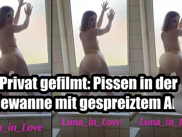 Privat gefilmt: Pissen in der Badewanne mit gespreiztem Arsch