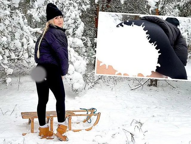 Beim Rodeln hart reingerutscht - Outdoorfick bei -8 Grad
