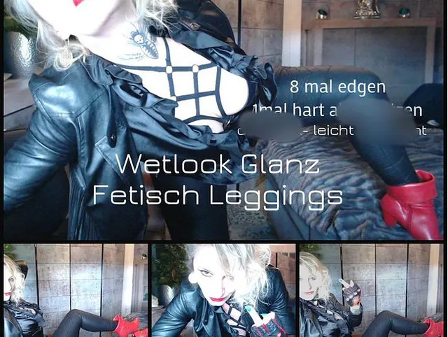 Wetlook Glanz Fetisch Leggings! Der Schuss kommt zum Schluss!